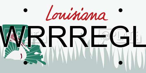 WRRREGL Louisiana License Plate