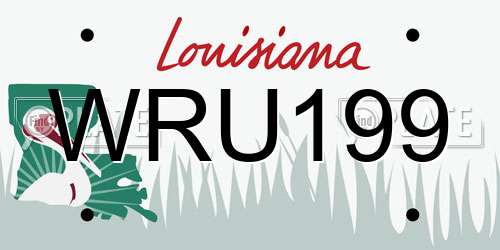 WRU199 Louisiana License Plate