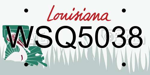 WSQ5038 Louisiana License Plate