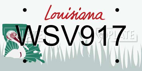 WSV917 Louisiana License Plate