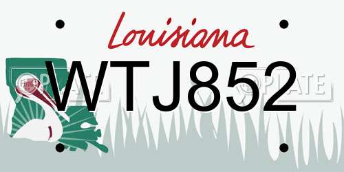 WTJ852 Louisiana License Plate