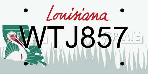 WTJ857 Louisiana License Plate