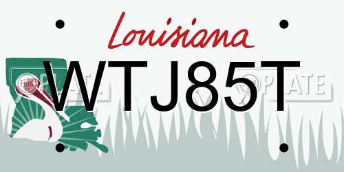 WTJ85T Louisiana License Plate