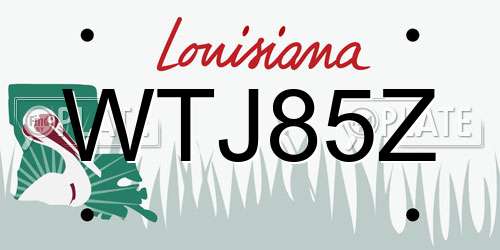 WTJ85Z Louisiana License Plate