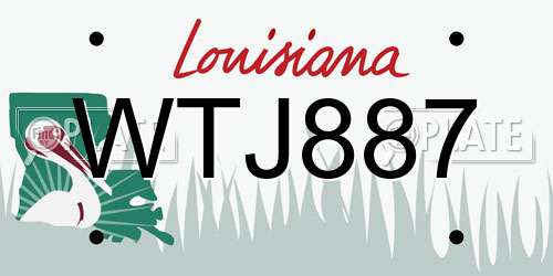 WTJ887 Louisiana License Plate