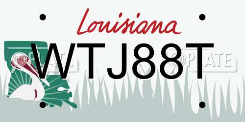 WTJ88T Louisiana License Plate