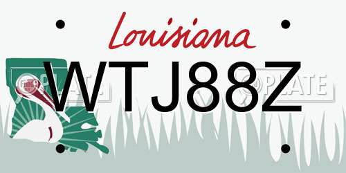WTJ88Z Louisiana License Plate