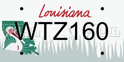 WTZ160 Louisiana License Plate