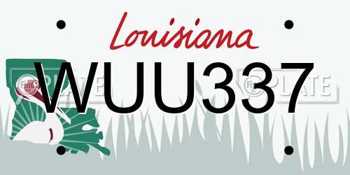 WUU337 Louisiana License Plate