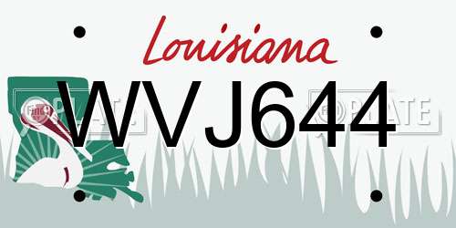 WVJ644 Louisiana License Plate
