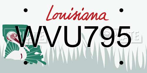 WVU795 Louisiana License Plate