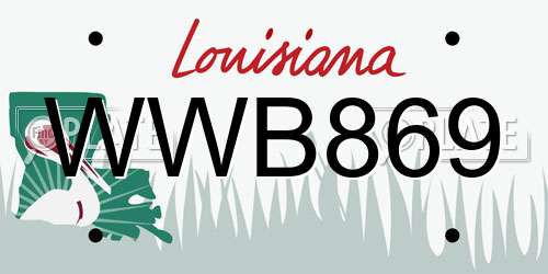 WWB869 Louisiana License Plate