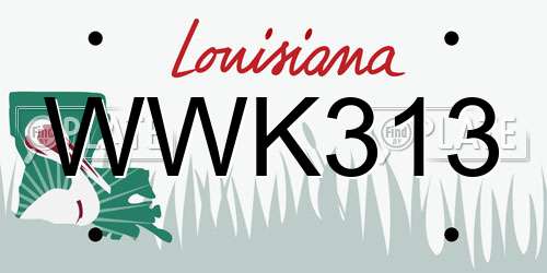 WWK313 Louisiana License Plate