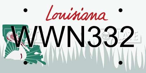 WWN332 Louisiana License Plate