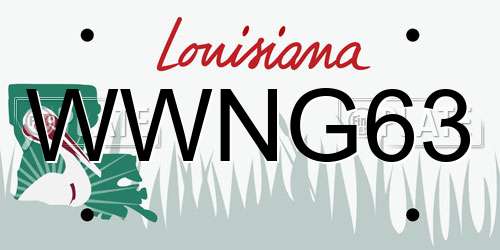 WWNG63 Louisiana License Plate