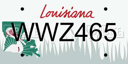 WWZ465 Louisiana License Plate