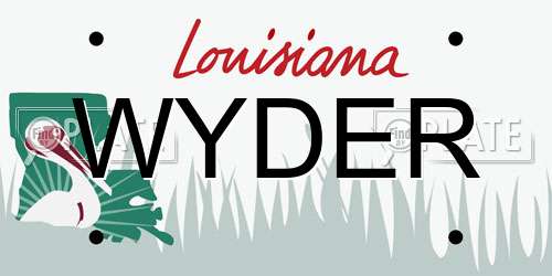 WYDER Louisiana License Plate