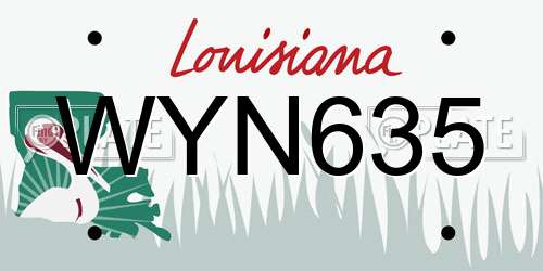 WYN635 Louisiana License Plate