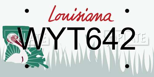 WYT642 Louisiana License Plate
