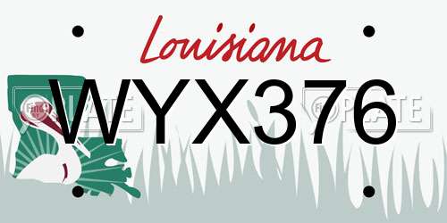 WYX376 Louisiana License Plate