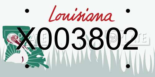 X003802 Louisiana License Plate