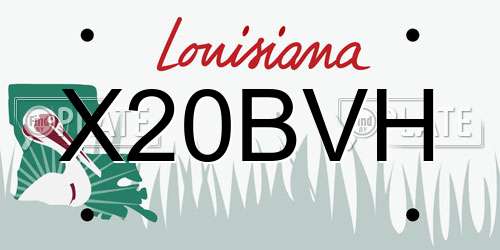 X20BVH Louisiana License Plate