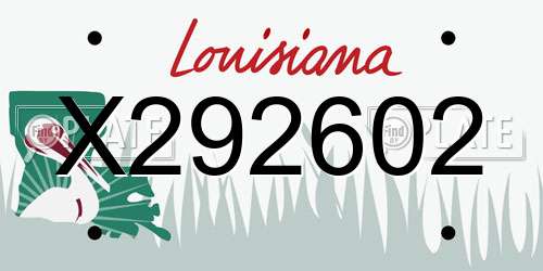 X292602 Louisiana License Plate