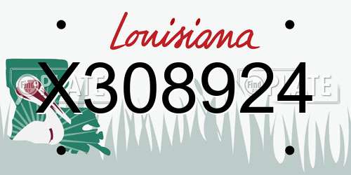 X308924 Louisiana License Plate