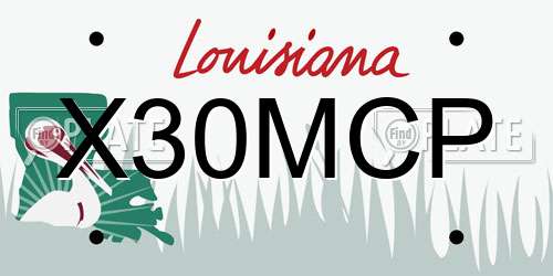 X30MCP Louisiana License Plate