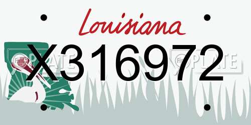 X316972 Louisiana License Plate