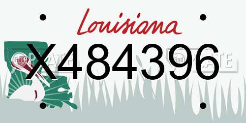 X484396 Louisiana License Plate