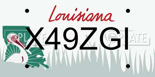 X49ZGI Louisiana License Plate