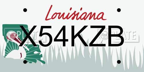 X54KZB Louisiana License Plate
