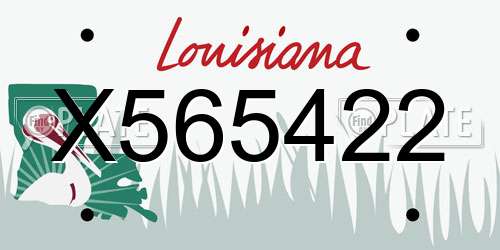 X565422 Louisiana License Plate