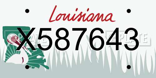 X587643 Louisiana License Plate