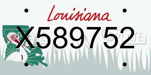 X589752 Louisiana License Plate