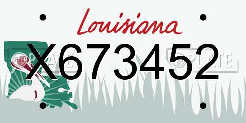 X673452 Louisiana License Plate