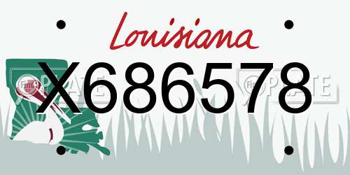 X686578 Louisiana License Plate