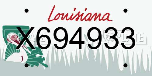 X694933 Louisiana License Plate