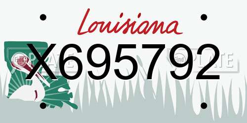 X695792 Louisiana License Plate