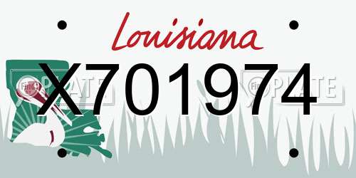 X701974 Louisiana License Plate