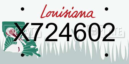 X724602 Louisiana License Plate