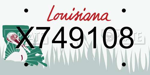 X749108 Louisiana License Plate