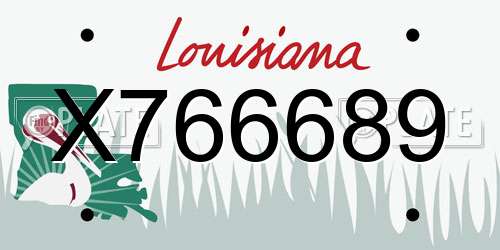 X766689 Louisiana License Plate
