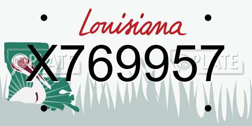 X769957 Louisiana License Plate