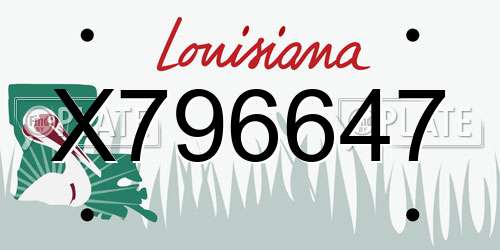 X796647 Louisiana License Plate