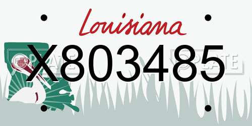 X803485 Louisiana License Plate