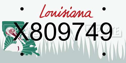 X809749 Louisiana License Plate