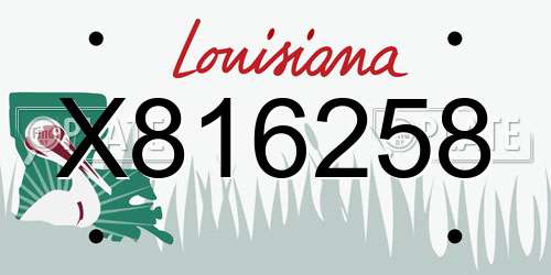 X816258 Louisiana License Plate