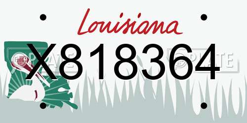 X818364 Louisiana License Plate